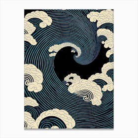 Japanese Culture Meditation Sea Ocean Wave Water Surf Pattern Canvas Print