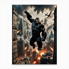 Biplane Dogfight Over the Giant Gorilla’s Towering Terror Canvas Print