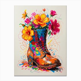 Boots With Flowers 1 Canvas Print