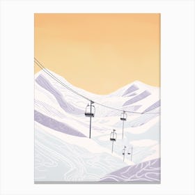 Les 3 Vallees   France, Ski Resort Pastel Colours Illustration 1 Canvas Print