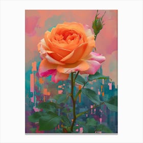 English Roses Painting Rose With A Cityscape 2 Canvas Print