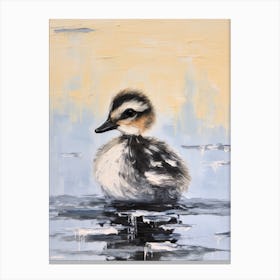 Black & White Duckling Gouache 4 Canvas Print