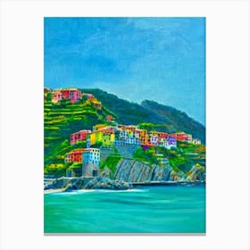 Cinque Terre National Park Italy Blue Oil Painting 1  Canvas Print