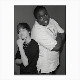 Justin Bieber And Sean Kingston Visit Y 100 Radio Station On February 6, 2010 In Miami, Florida Canvas Print