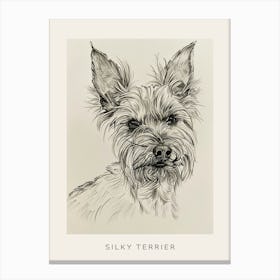 Silky Terrier Dog Line Sketch 1 Poster Canvas Print