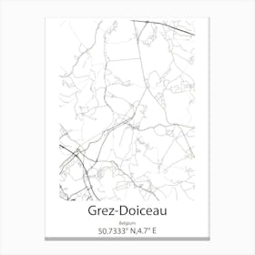 Grez Doiceau,Belgium Minimalist Map Canvas Print