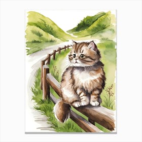 Cat On Fence Canvas Print