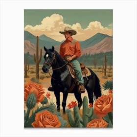 Cowboy In The Desert 20 Canvas Print