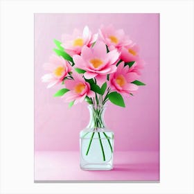 Pink Lotus Flowers In A Vase Canvas Print