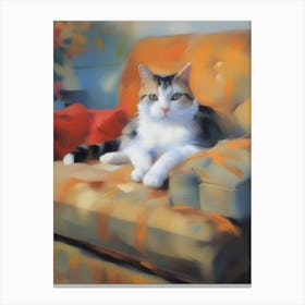Cat On Couch 4 Canvas Print