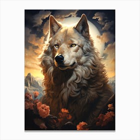 Wolf In The Moonlight Canvas Print