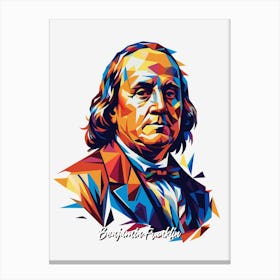 Benjamin Franklin Portrait WPAP Pop Art Canvas Print