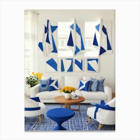 Blue And White Living Room 1 Canvas Print