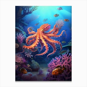 Octopus Searching For Prey Illustration 1 Canvas Print
