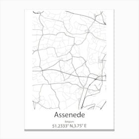 Assenede,Belgium Minimalist Map Canvas Print