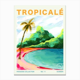 Hawaiian Volcano Palm Tree Beach Typography Canvas Print