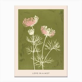 Pink & Green Love In A Mist 1 Flower Poster Canvas Print