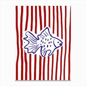 Fish On A Stripe Canvas Print