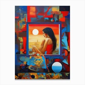 Woman In A Window Canvas Print