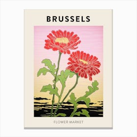 Brussels Belgium Botanical Flower Market Poster Canvas Print
