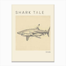 Vintage Shark Pencil Illustration 4 Poster Canvas Print