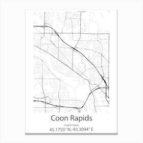 Coon Rapids,United States Minimalist Map 1 Canvas Print