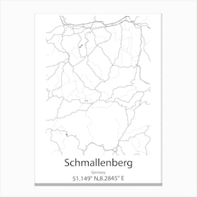 Schmallenberg,Germany Minimalist Map Canvas Print