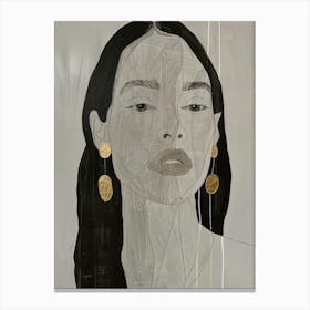 'A Woman With Gold Earrings' Canvas Print