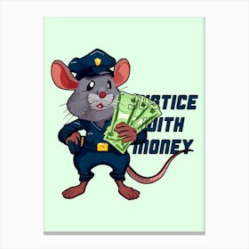 Justice With The Money Mice Funny Cartoon Canvas Print