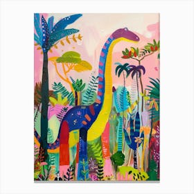 Colourful Dinosaur Pattern Painting Canvas Print