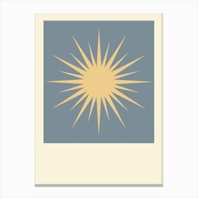 Sunburst Retro Blue Print Vintage Wall Art Spiritual Decor Blue Star Print Canvas Print