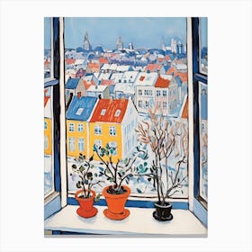 The Windowsill Of Reykjavik   Iceland Snow Inspired By Matisse 1 Canvas Print