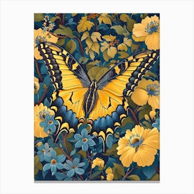 Butterfly In The Garden Inspired By William Morris Canvas Print