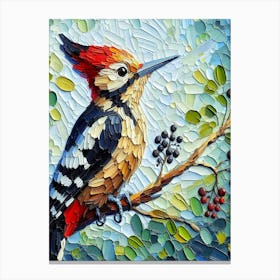 Mosaic woodpecker Bird Painting Canvas Print