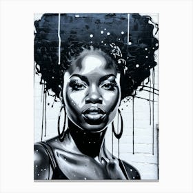 Graffiti Mural Of Beautiful Black Woman 44 Canvas Print