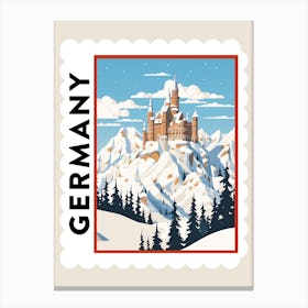 Retro Winter Stamp Poster Schloss Neuschwanstein Germany 2 Canvas Print