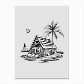 Beach House Black and White Canvas Print
