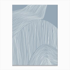 Blue White Line Art Canvas Print