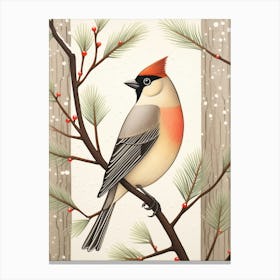 Bird Illustration Cedar Waxwing 1 Canvas Print