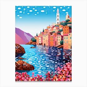 Camogli, Italy, Illustration In The Style Of Pop Art 3 Canvas Print