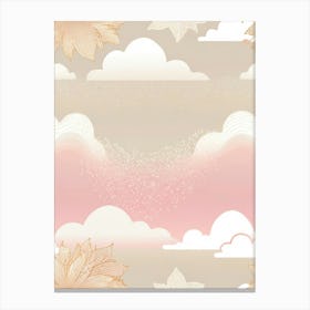 Pink Clouds And Flowers Canvas Print