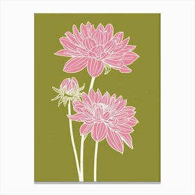 Pink & Green Dahlia 1 Canvas Print