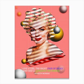 Quote In Ribbon Famous People Marilyn Monroe ― Give A Girl The Right Shoes, And She Can Conquer The World Canvas Print