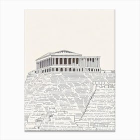 Acropolis 2 Athens Boho Landmark Illustration Canvas Print