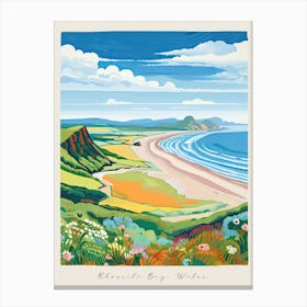 Poster Of Rhossili Bay, Gower Peninsula, Wales, Matisse And Rousseau Style 1 Canvas Print