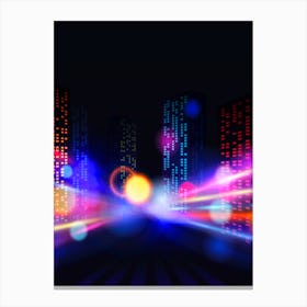 Abstract City Lights - synthwave neon poster Canvas Print