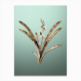 Gold Botanical Boat Orchid on Mint Green n.1316 Canvas Print