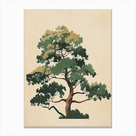 Mahogany Tree Minimal Japandi Illustration 4 Canvas Print