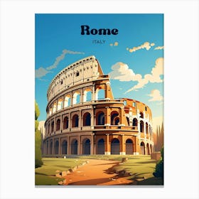 Rome Italy Colosseum Travel Illustration Canvas Print