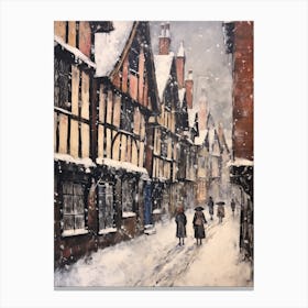 Vintage Winter Painting Stratford Upon Avon United Kingdom Canvas Print